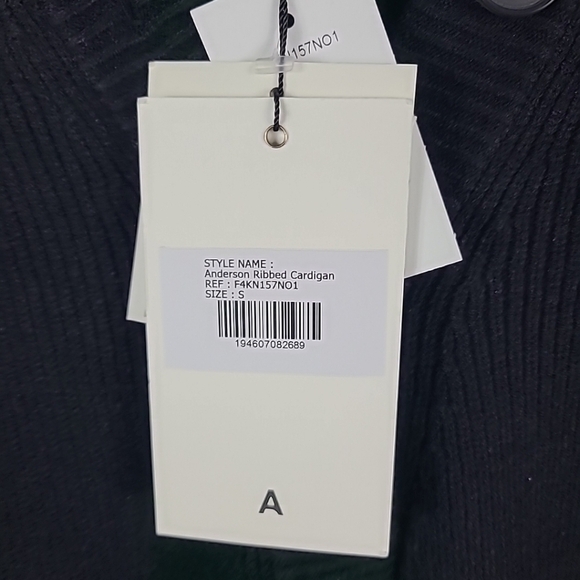 NWT Apparis Anderson Ribbed Button Up Cardigan Knit Black Size Small Retail $245 - Picture 4 of 9